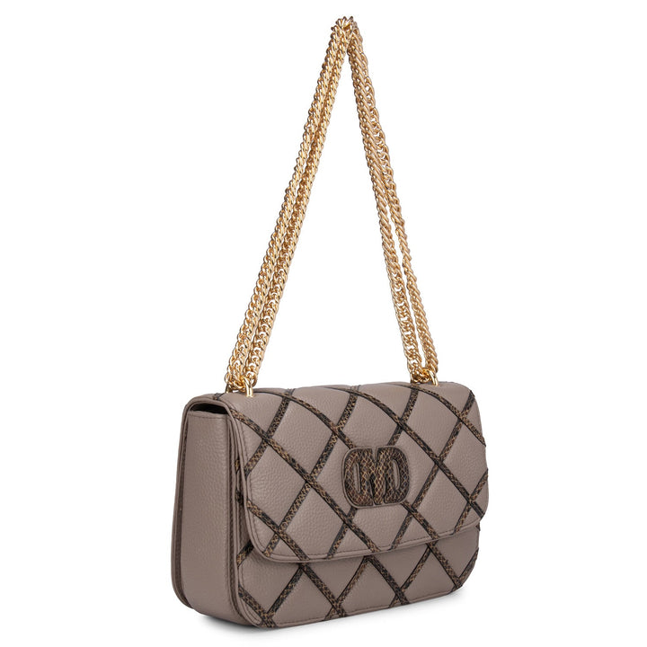 Brown Wax & Snake Textured Sling Bag