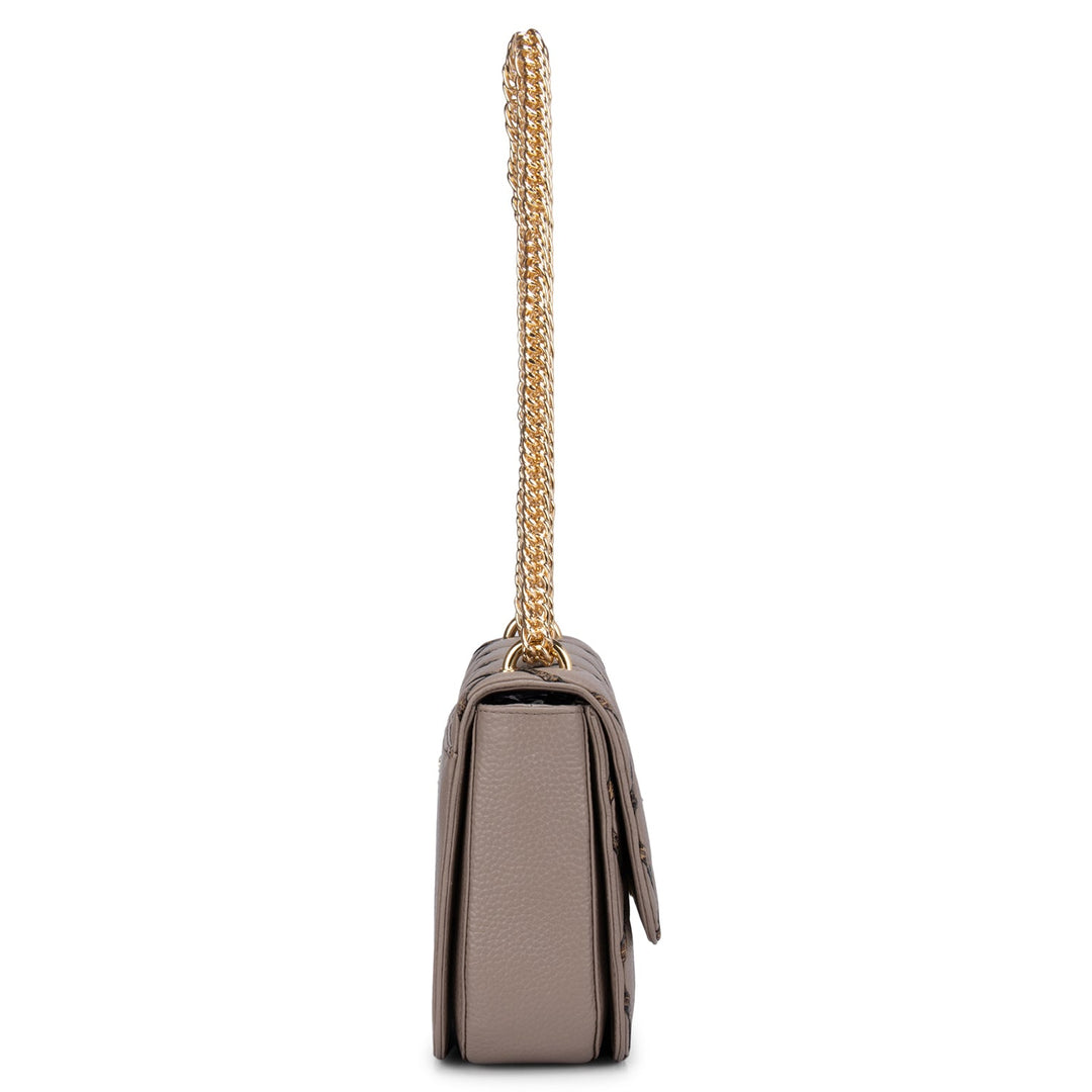 Brown Wax & Snake Textured Sling Bag