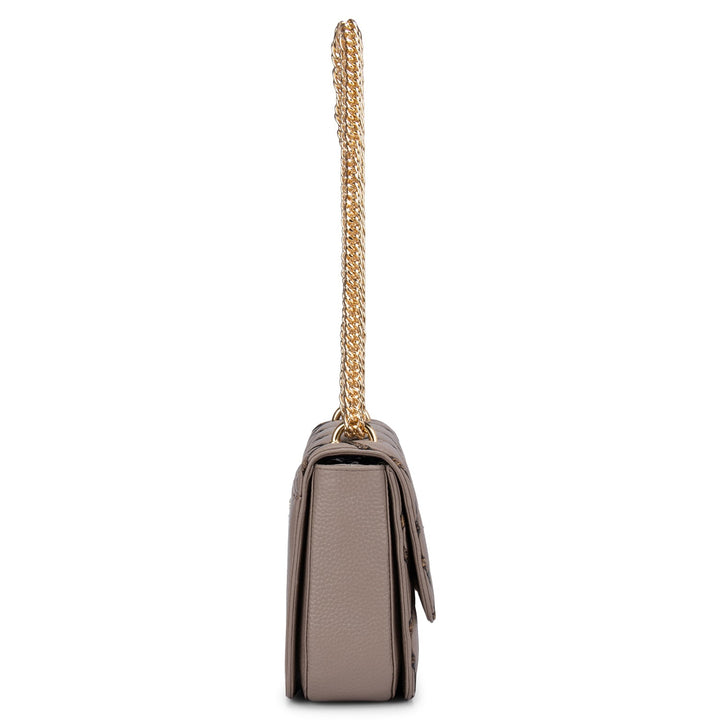 Brown Wax & Snake Textured Sling Bag