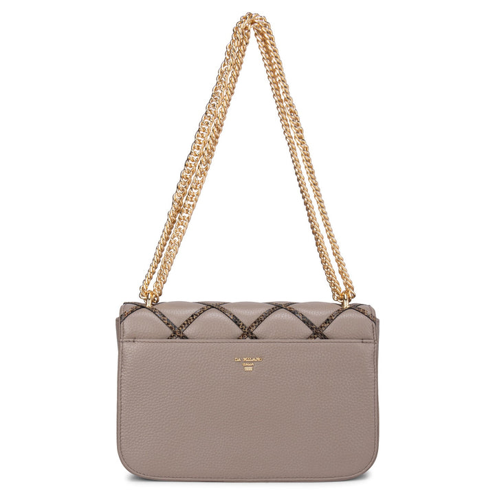 Brown Wax & Snake Textured Sling Bag
