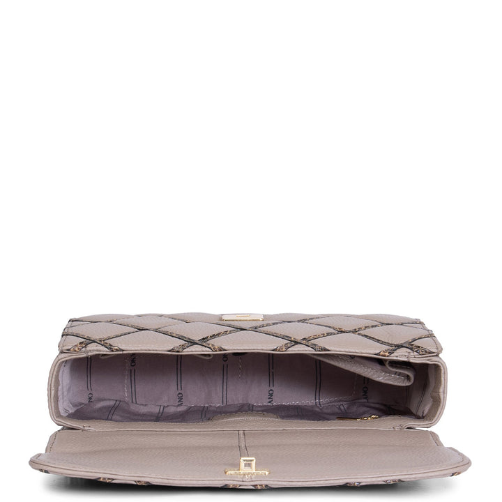 Brown Wax & Snake Textured Sling Bag