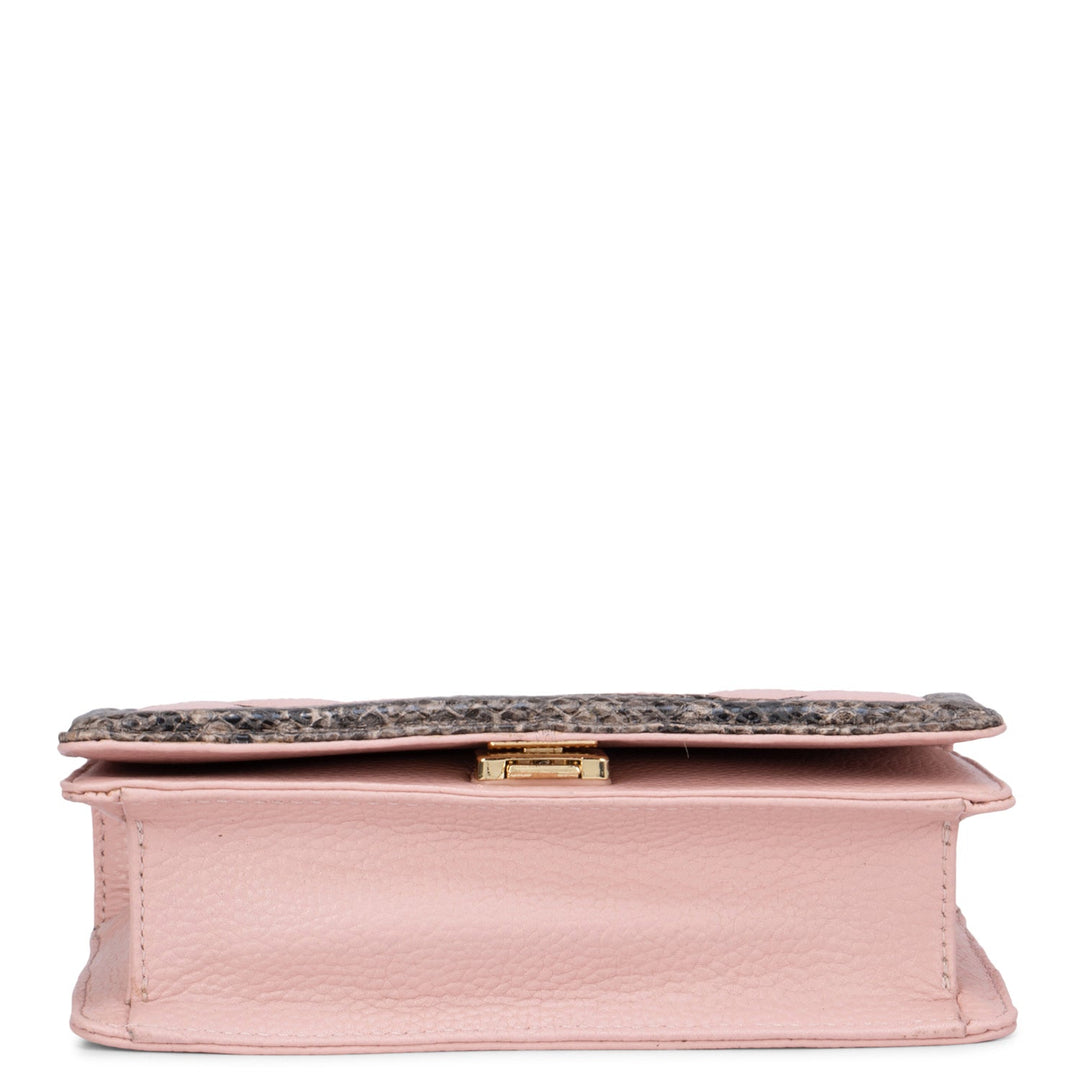 Pink Wax & Snake Textured Sling Bag
