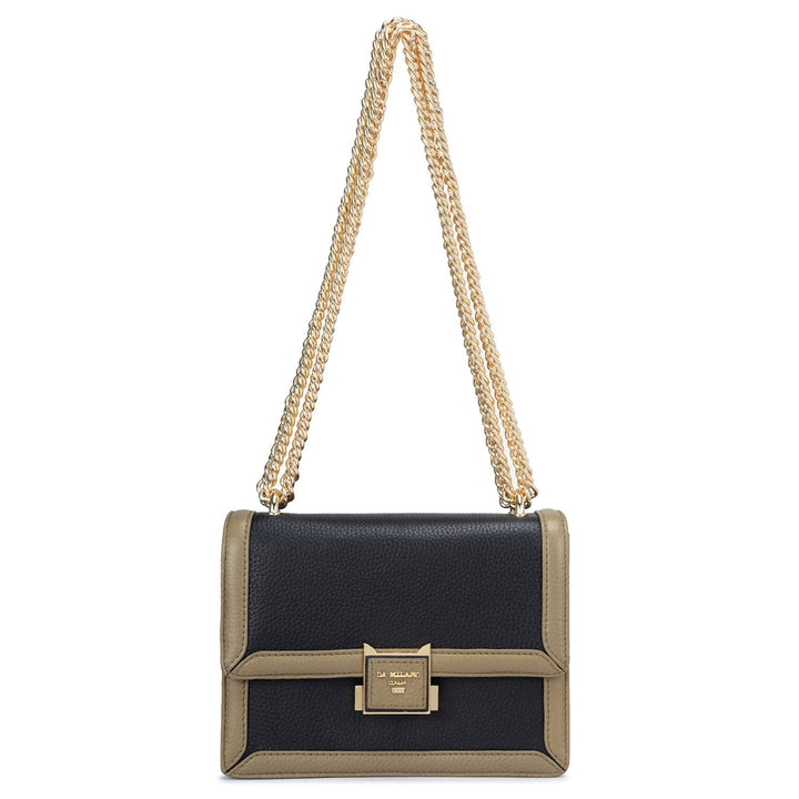 Small Wax Leather Shoulder Bag - Black
