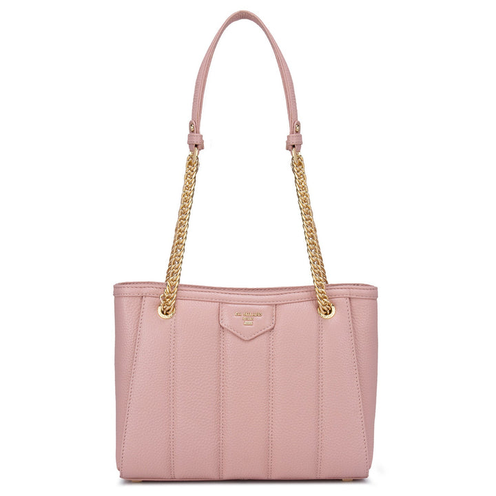 Small Wax Leather Tote - Pink