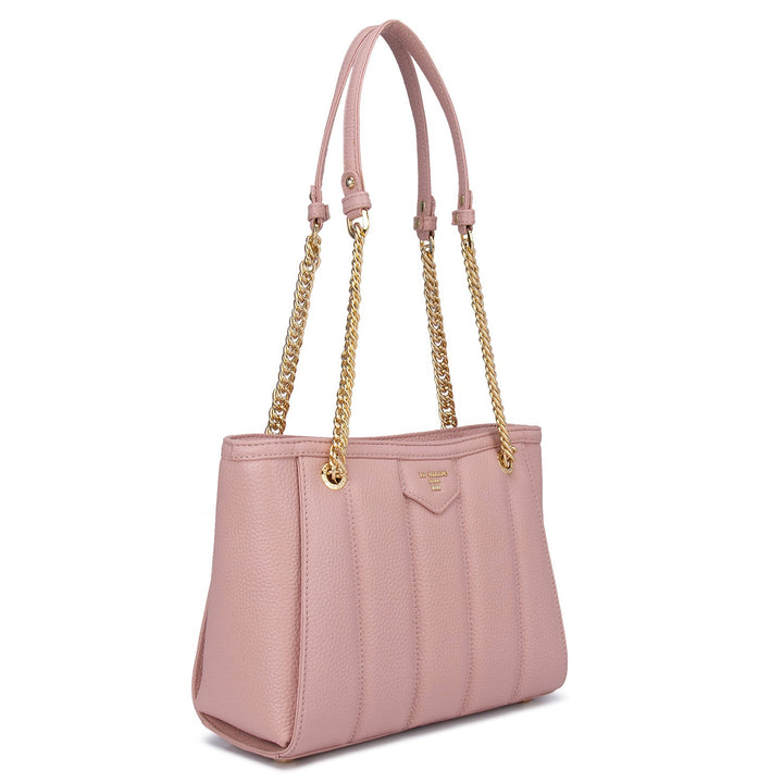 Small Wax Leather Tote - Pink