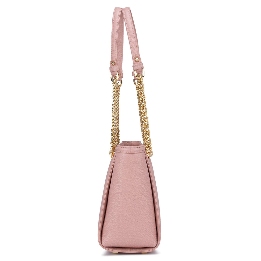Small Wax Leather Tote - Pink