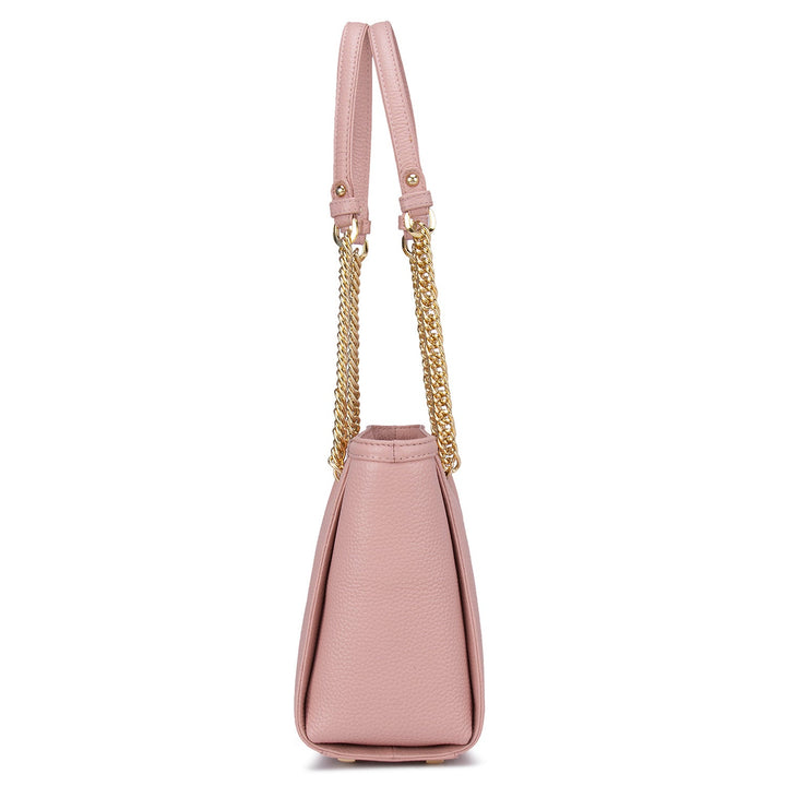 Small Wax Leather Tote - Pink