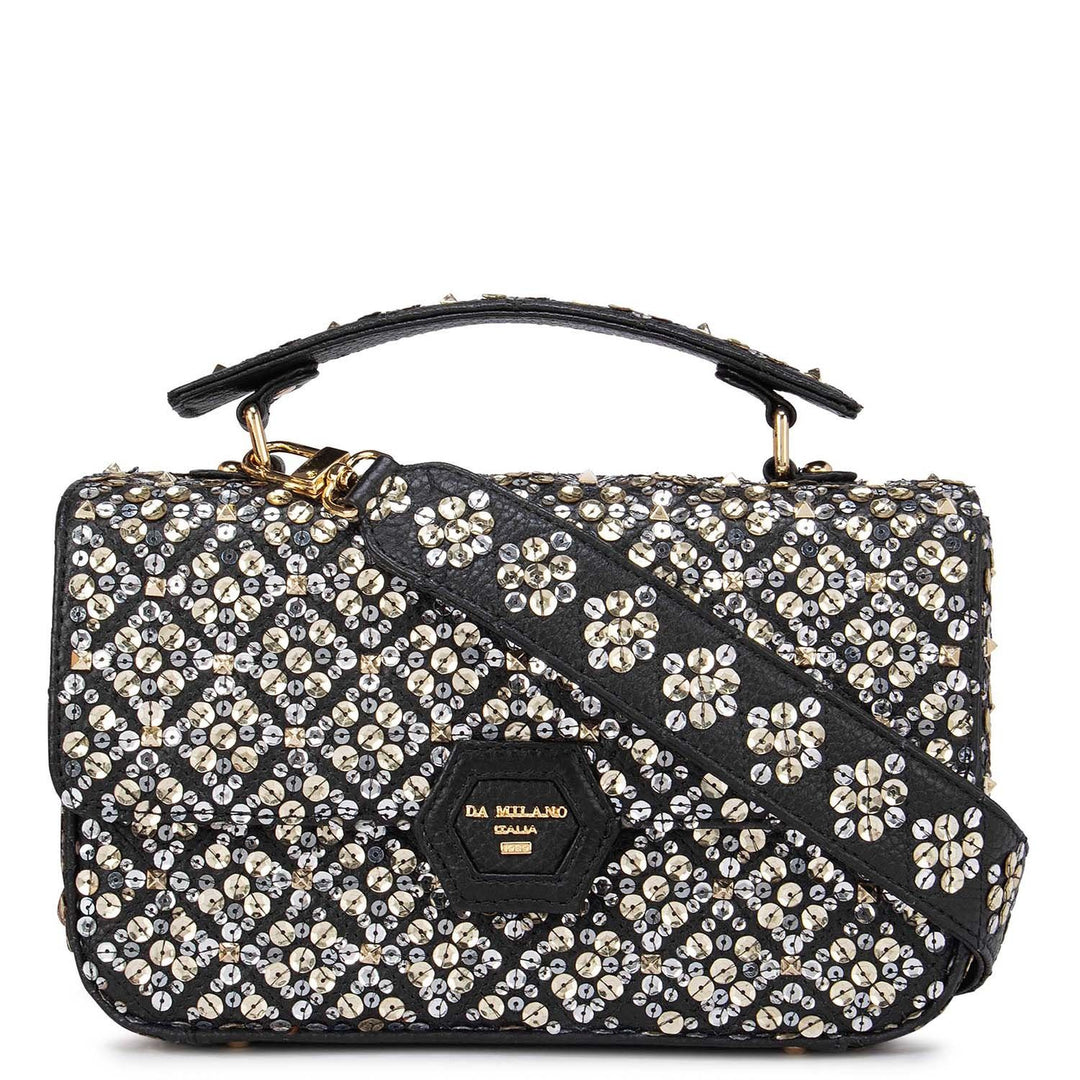 Black Sequins Satchel Bag