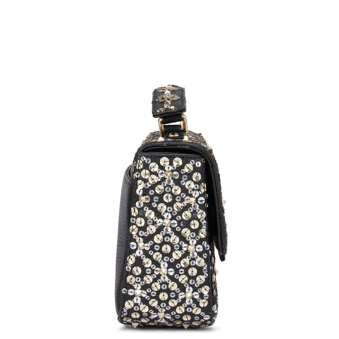 Black Sequins Satchel Bag