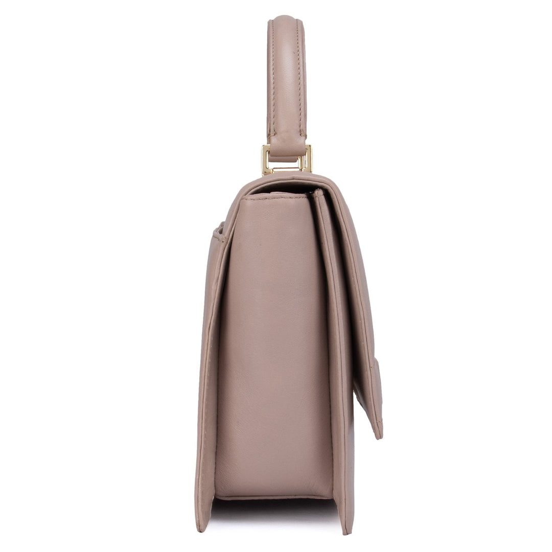 Medium Quilting Leather Satchel - Taupe