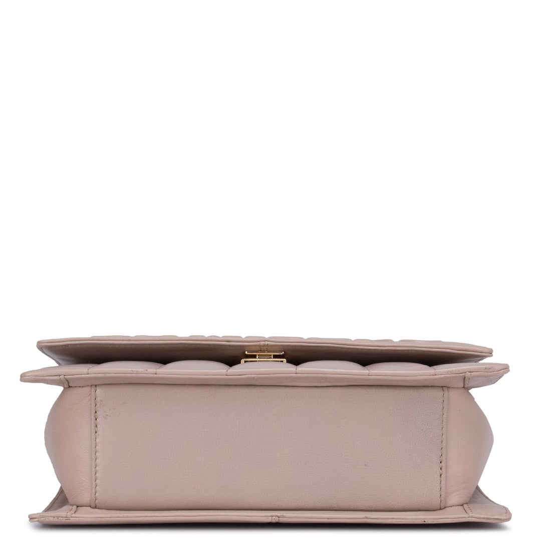 Medium Quilting Leather Satchel - Taupe