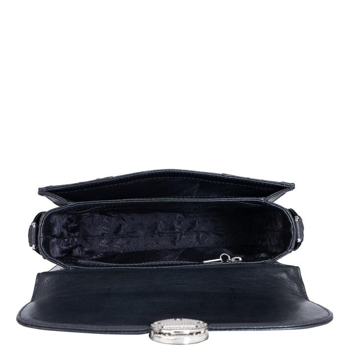 Small Ostrich Leather Shoulder Bag - Black