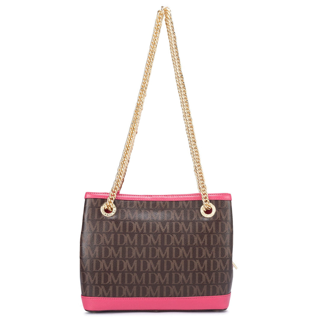 Medium Monogram Leather Shoulder Bag - Chocolate