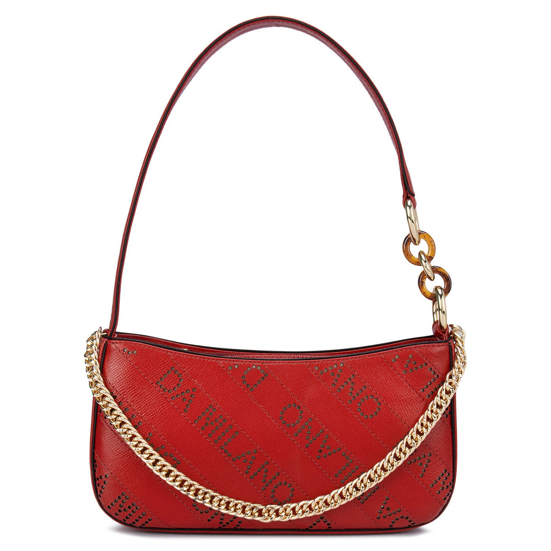 Small Franzy Leather Baguette - Red