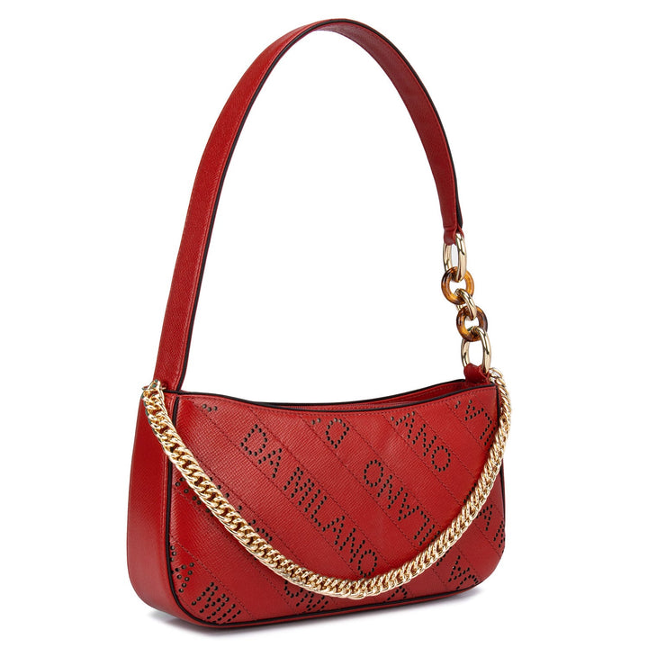 Small Franzy Leather Baguette - Red