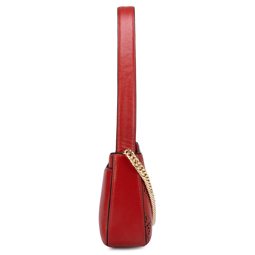 Small Franzy Leather Baguette - Red