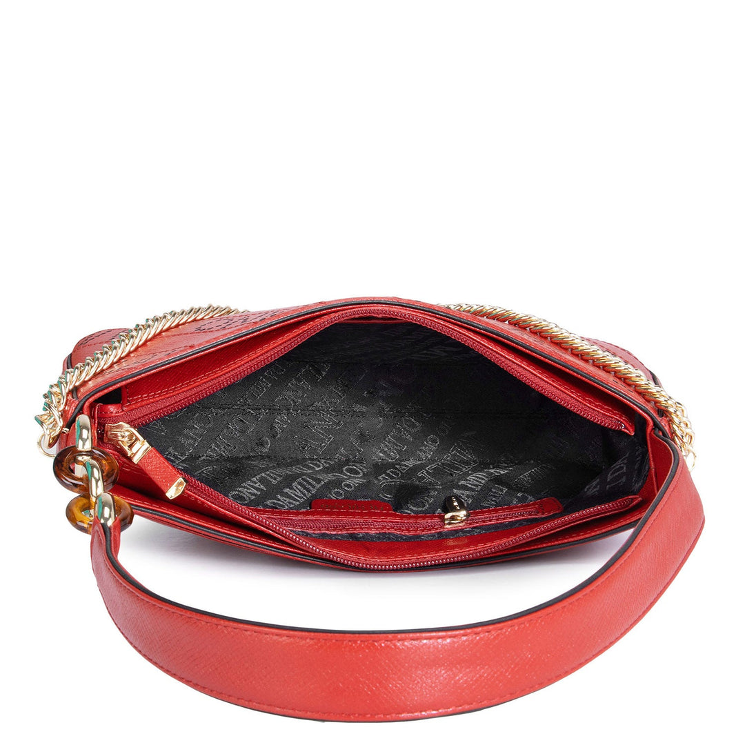 Small Franzy Leather Baguette - Red