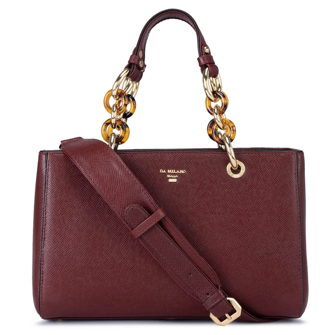 Small Franzy Leather Satchel - Blood Stone