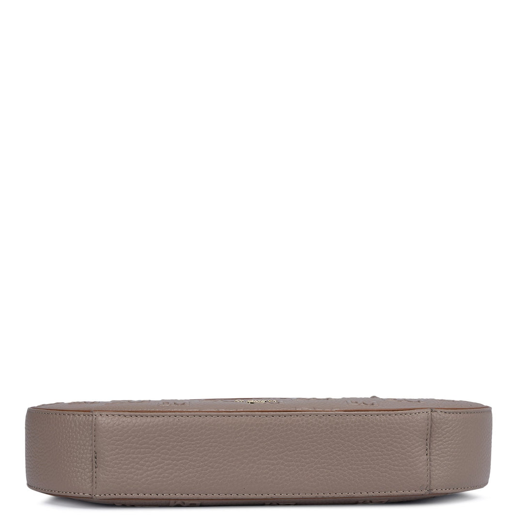 Small Wax Monogram Leather Baguette - Taupe