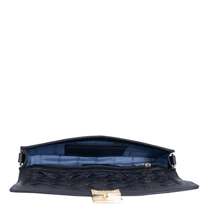 Small Mat Plain Leather Shoulder Bag - Black