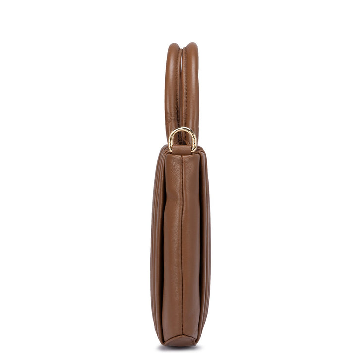 Small Plain Leather Sling - Cognac