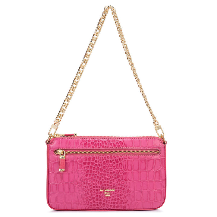 Small Croco Leather Sling - Hot Pink