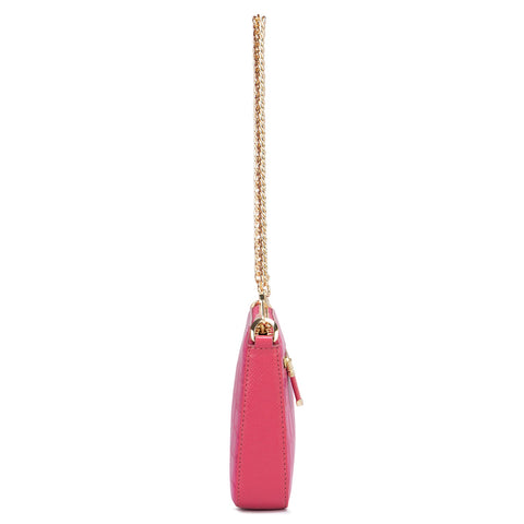 Small Croco Leather Sling - Hot Pink