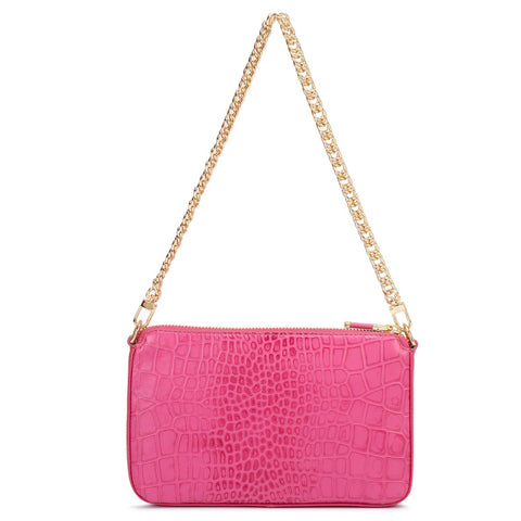 Small Croco Leather Sling - Hot Pink