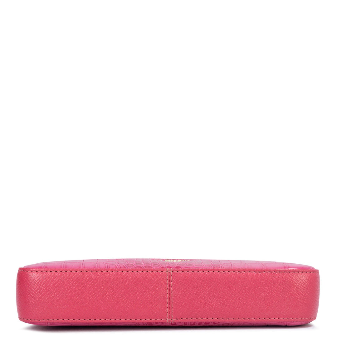 Small Croco Leather Sling - Hot Pink