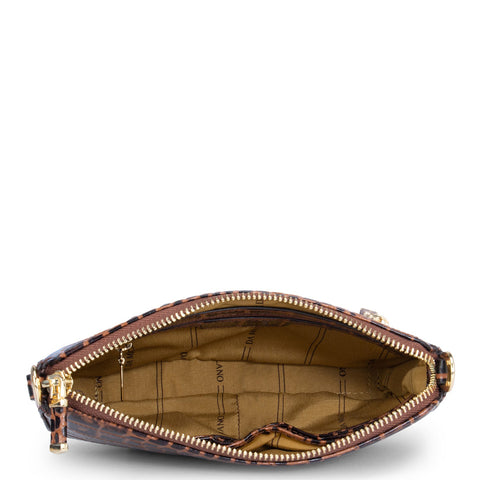 Brown Croco Textured Sling Bag