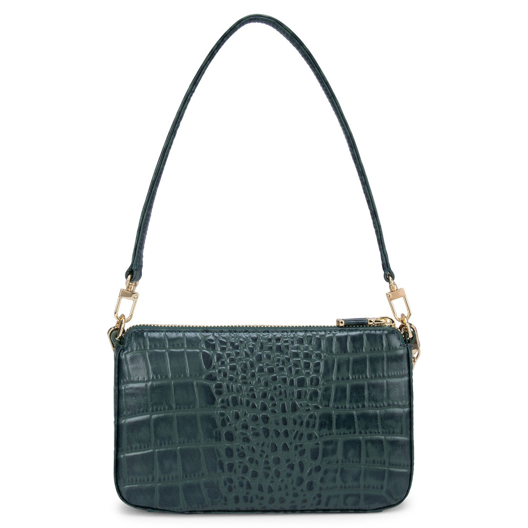 Green Croco Textured Sling Bag