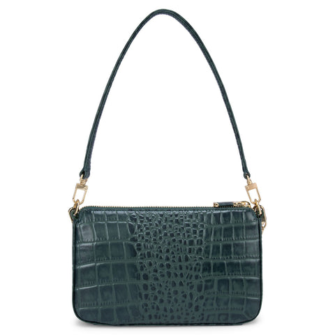 Green Croco Textured Sling Bag