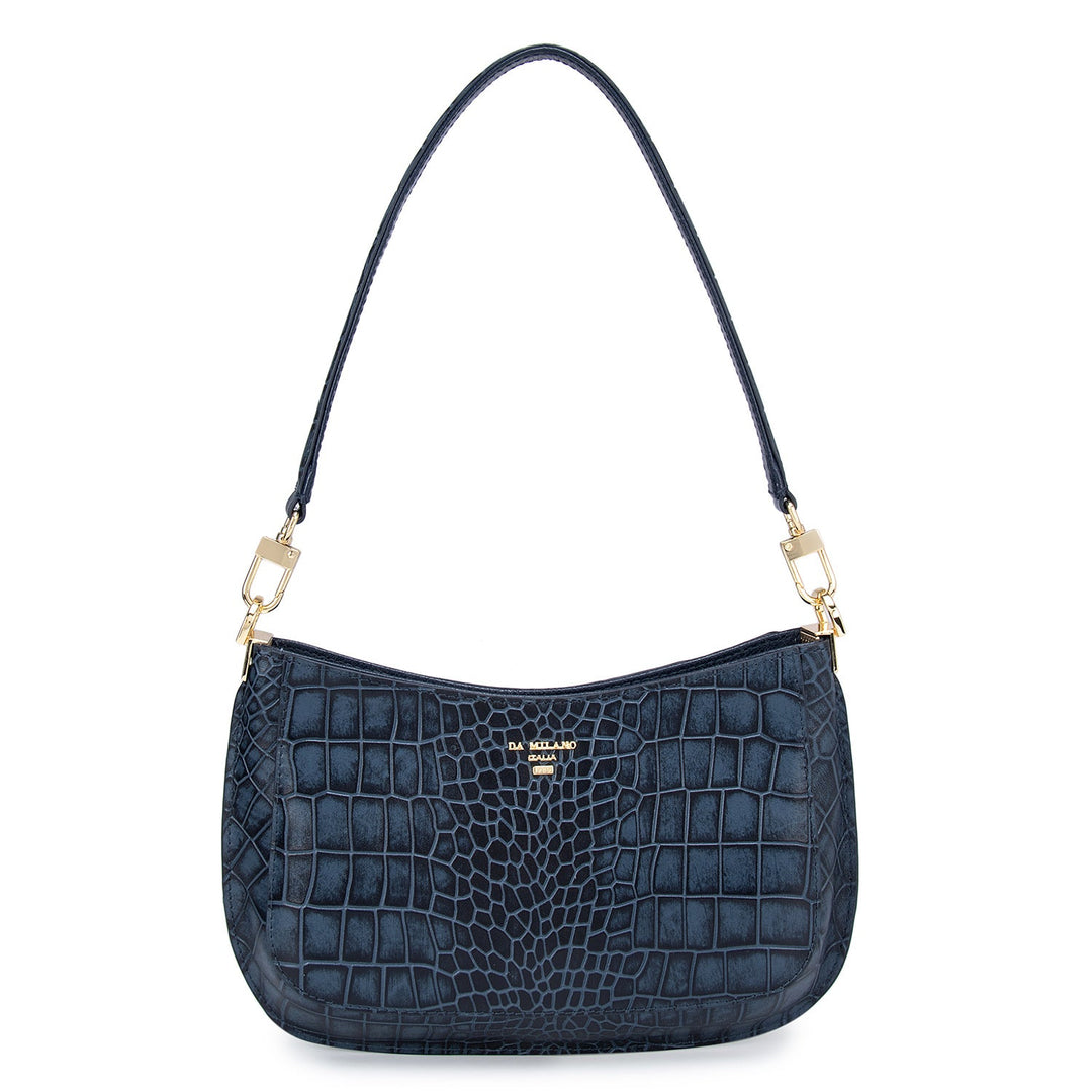 Blue Croco Textured Sling Bag