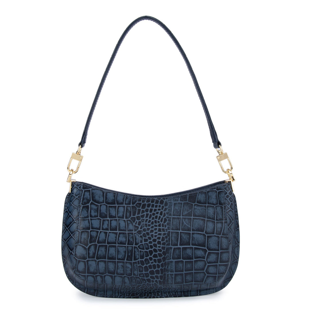 Blue Croco Textured Sling Bag