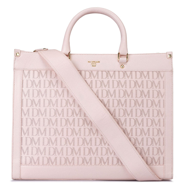 Medium Monogram Leather Book Tote - Blush