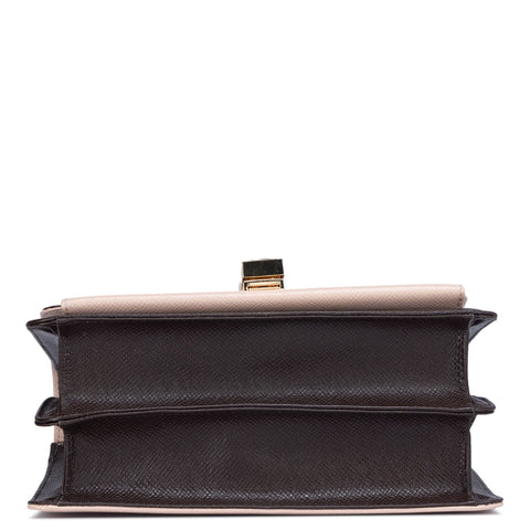 Small Franzy Leather Shoulder Bag - Chocolate & Pink