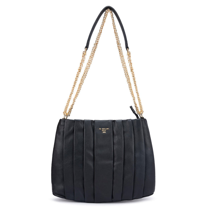 Medium Plain Leather Shoulder Bag - Black