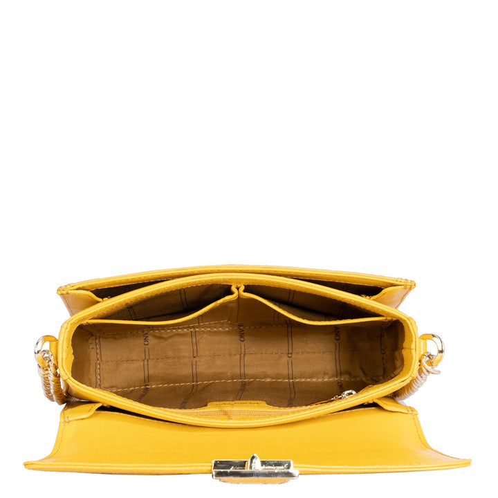 Small Croco Franzy Leather Shoulder Bag - Honey