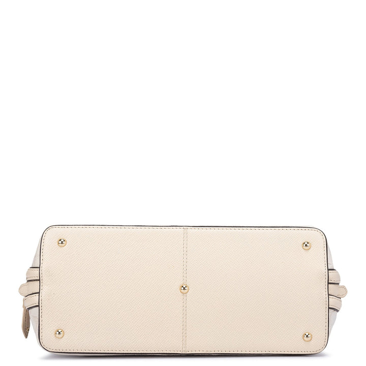 Small Croco Leather Satchel - Cream