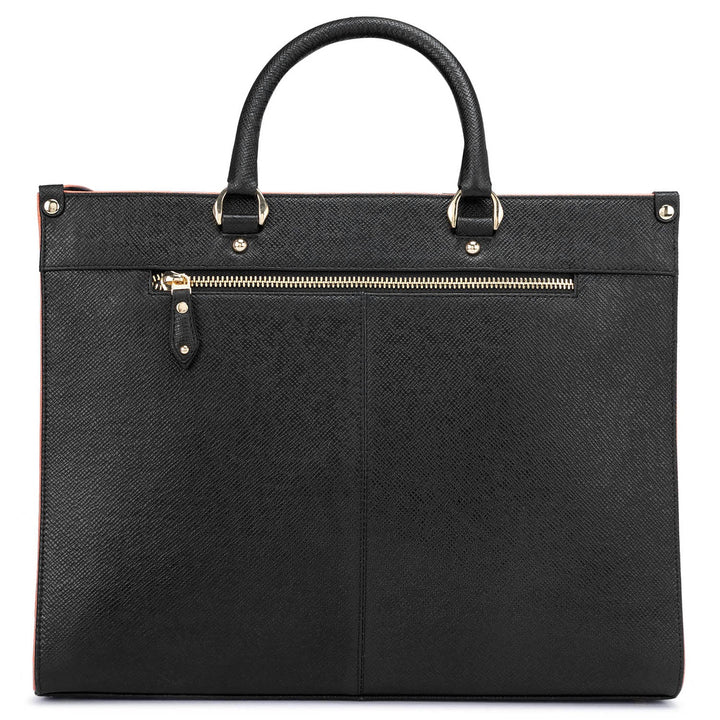 Large Franzy Leather Book Tote - Black