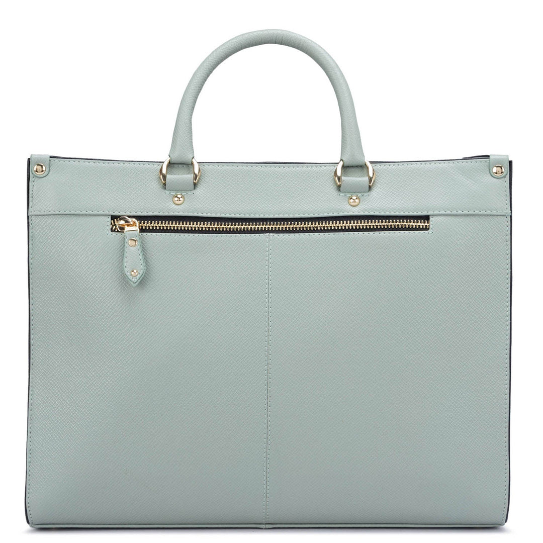 Large Franzy Leather Book Tote - Jade