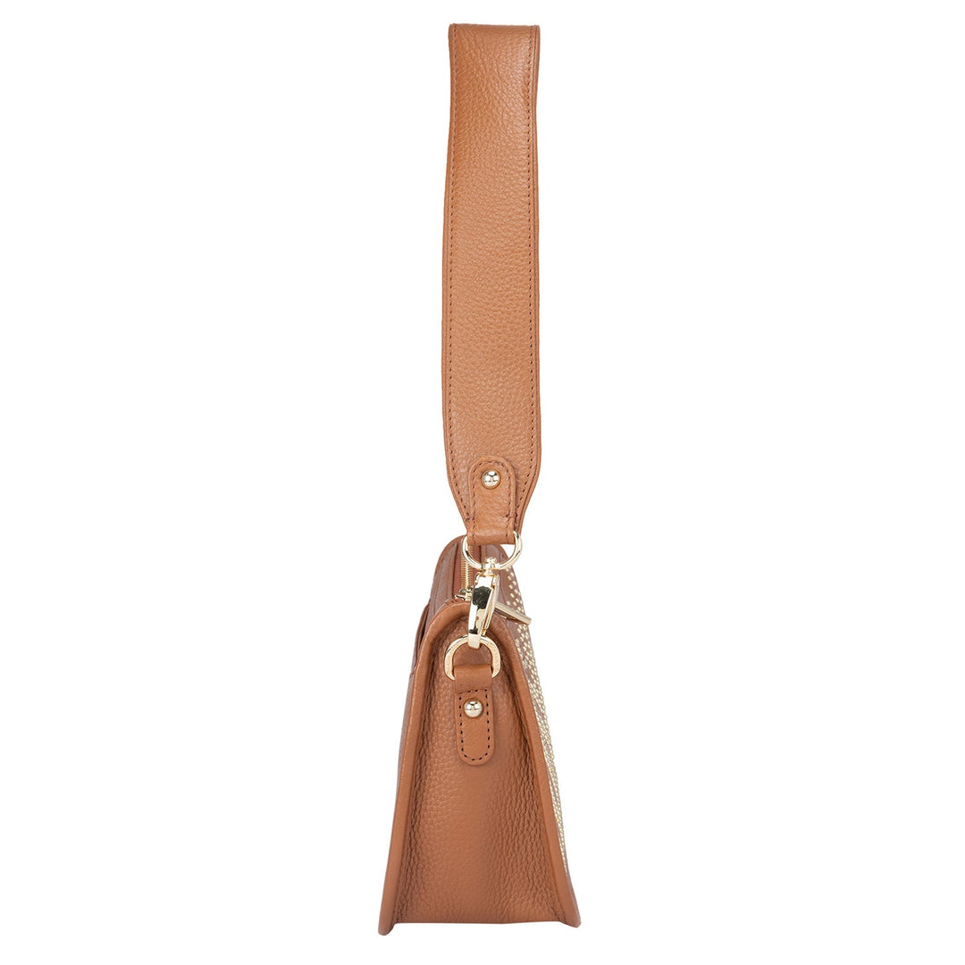 Small Wax Leather Baguette - Cognac