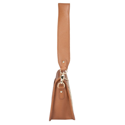 Small Wax Leather Baguette - Cognac