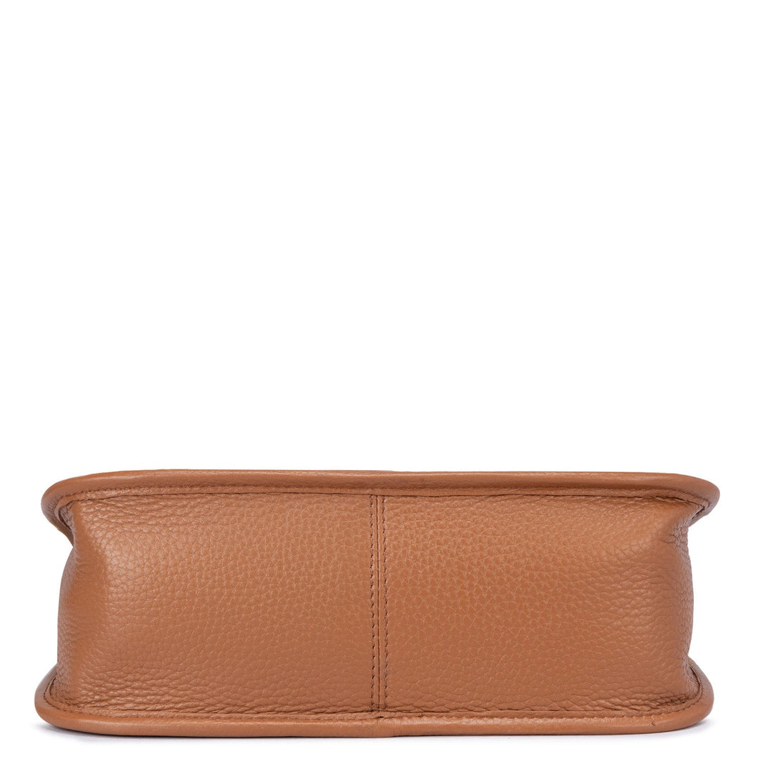 Small Wax Leather Baguette - Cognac