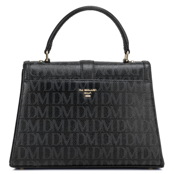 Medium Monogram Leather Satchel - Black