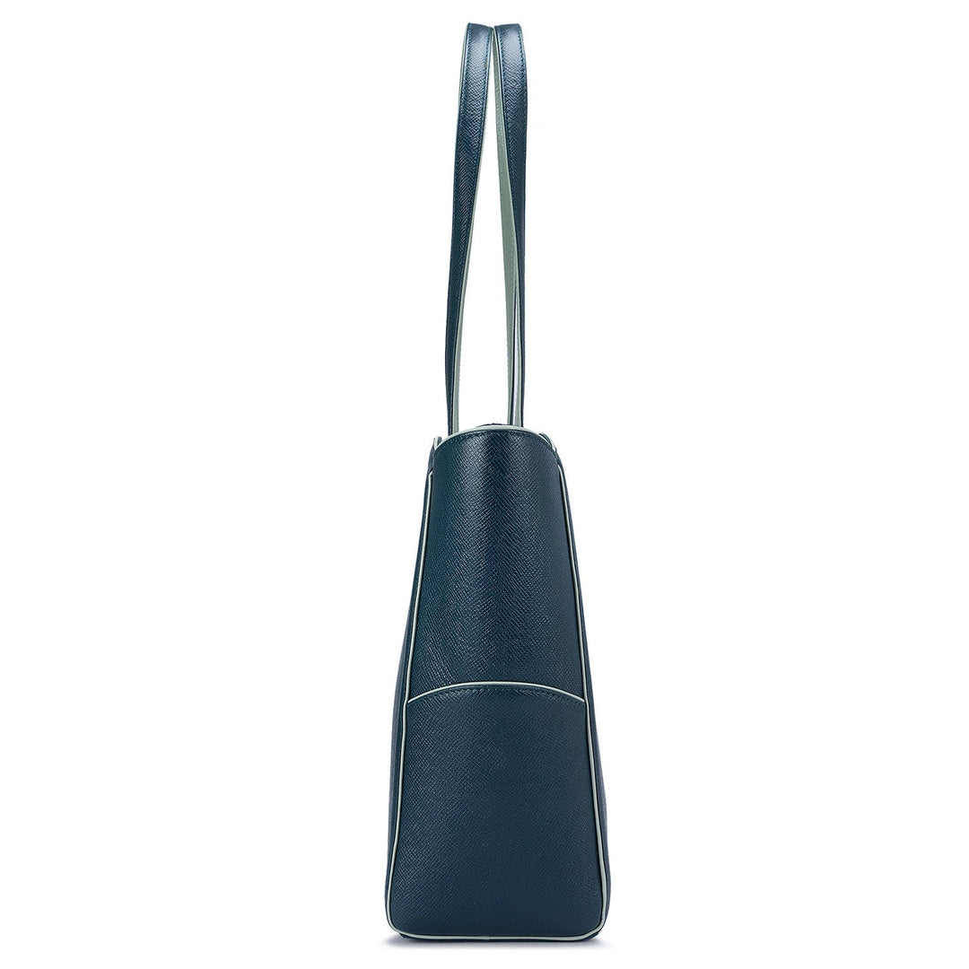 Medium Franzy Leather Tote  - Ocean