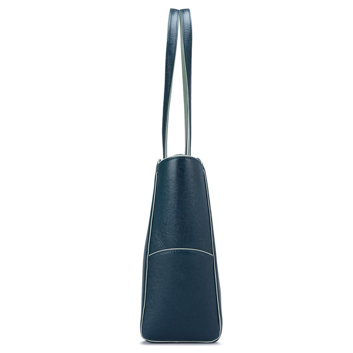 Medium Franzy Leather Tote  - Ocean