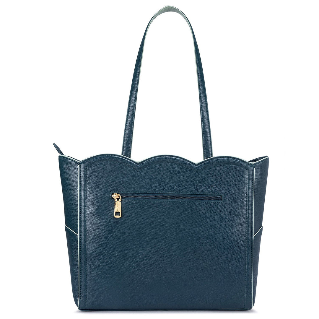 Medium Franzy Leather Tote  - Ocean