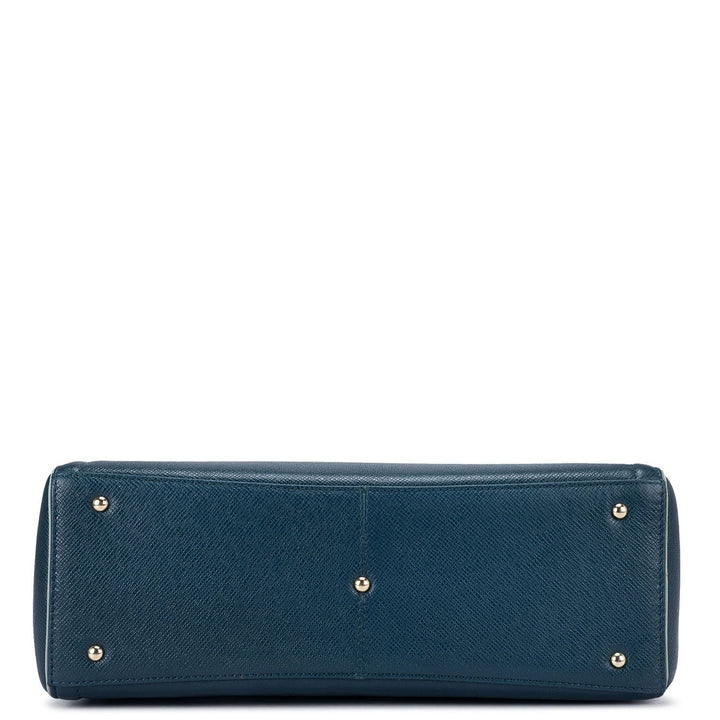 Medium Franzy Leather Tote  - Ocean