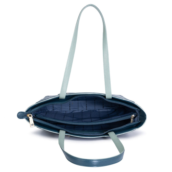 Medium Franzy Leather Tote  - Ocean